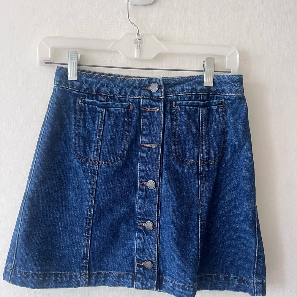 Topshop Blue Denim Mini Skirt